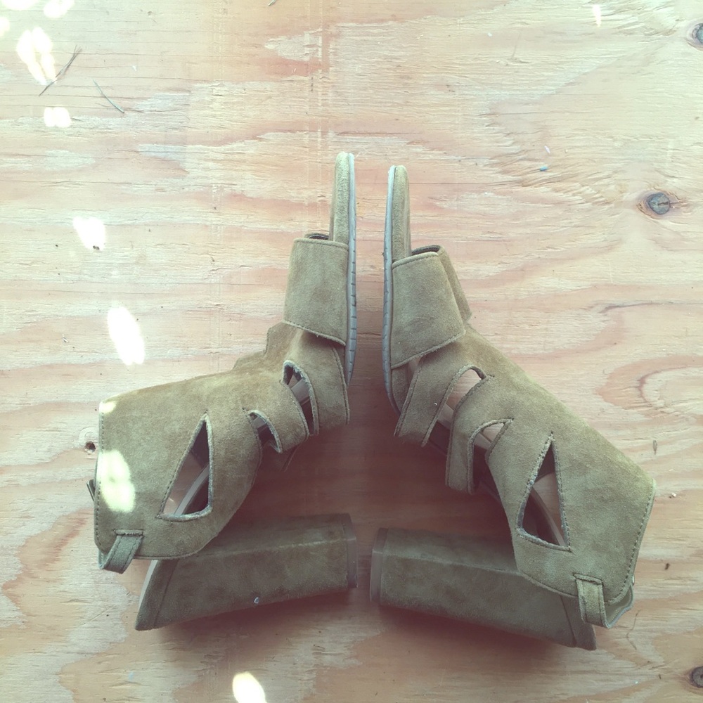 Olive Green Chunky Heels
